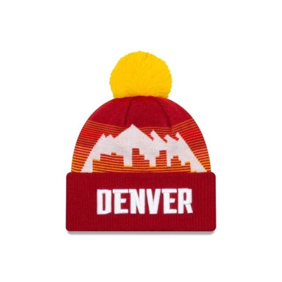 Denver Nuggets Gorra | New Era NBA City Edition Pom Knit Beanie Mexico - Rojos